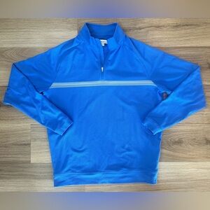 Peter Millar Men's True Blue Perth Engineered Stripe Performance 1/4 Zip Shirt M